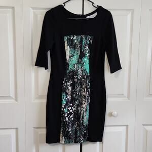 Vintage Flair Walk Women's Black & Multi-colored Knee Length Dress Size SM